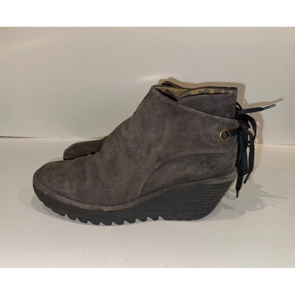 FLY London Yama Suede Ankle Wedge Boots Size 40 - Picture 3 of 10